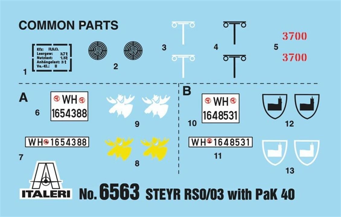 Italeri 6563S 1/35 Ölçek, RSO/03 PaK 40'lı Paletli Askeri Araç, Plastik Model kiti