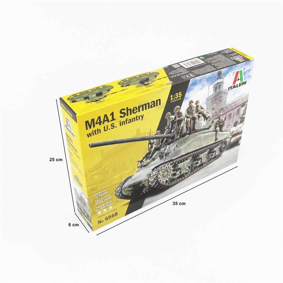 Italeri 6568S 1/35 Ölçek, M4A1 Sherman Tank ve Mürettebatı, Plastik Model kiti
