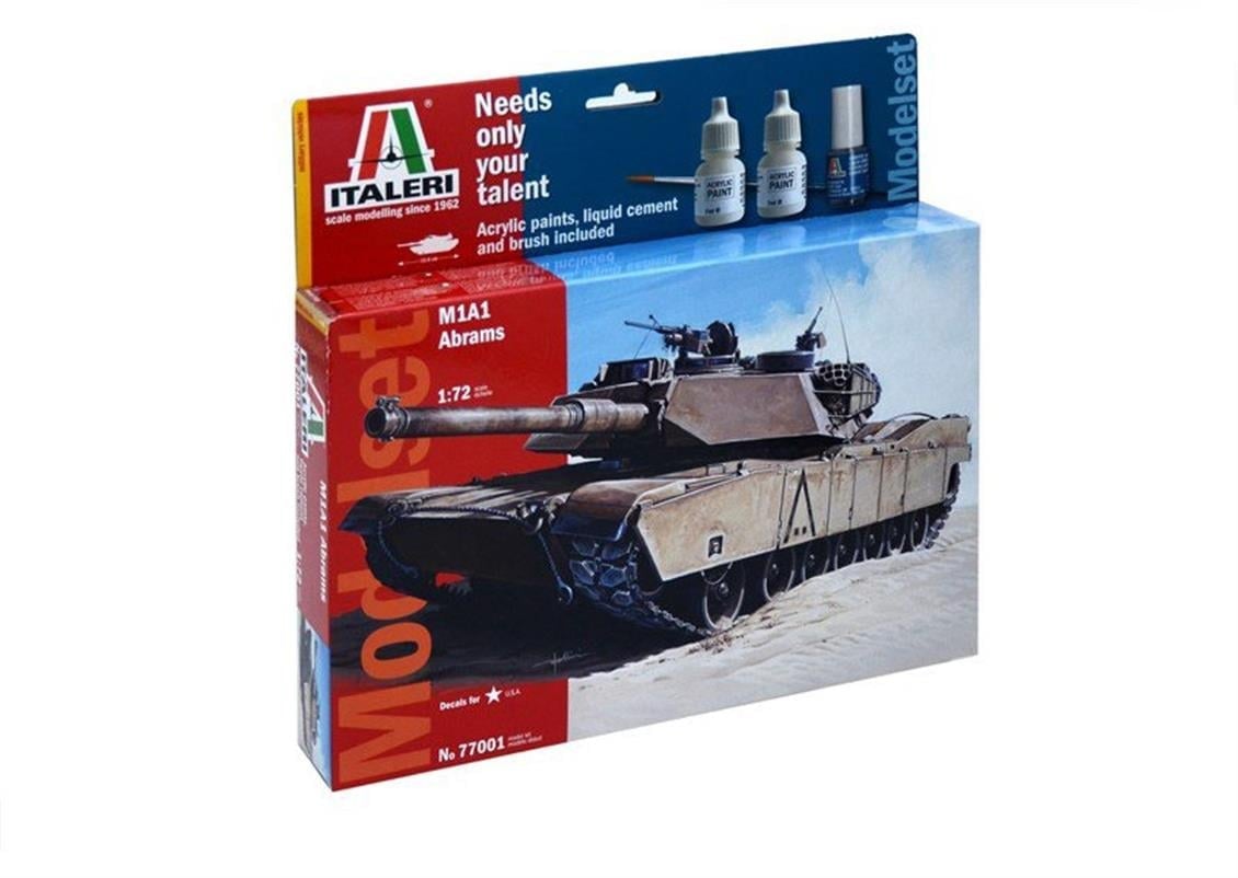 Italeri 77001 1/72 Ölçek, M1 Abrams Tank Plastik Maket Seti
