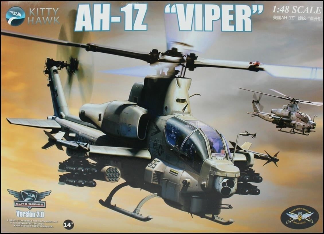 Kitty Hawk 80125 1/48 Ölçek, AH-1Z Viper (Version 2.0) Askeri Helikopter ve 2 Resin Figür, Plastik Model kiti