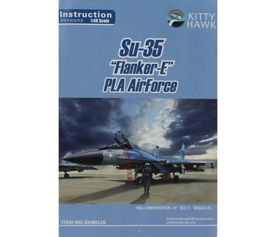 Kitty Hawk 80128 1/48 Ölçek, Su-35, Resin Pilot Figürlü, Savaş Uçağı ve 2 Resin Figür, Plastik Model kiti