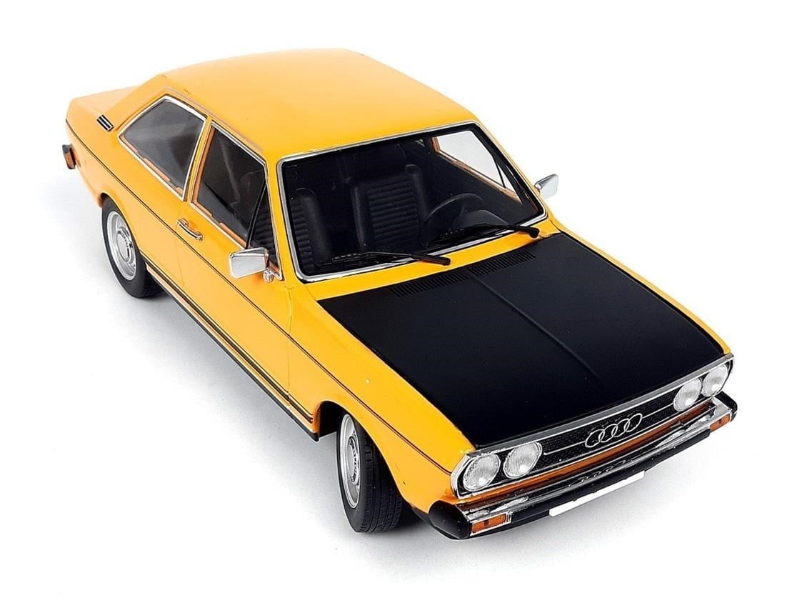 KKscale 180031 1/18 Ölçek, 1972 Audi 80 GT/E, Siyah-Sarı, Sergilemeye Hazır Metal Araba Modeli