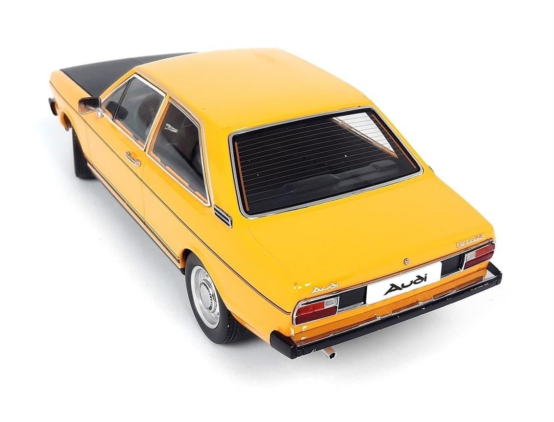 KKscale 180031 1/18 Ölçek, 1972 Audi 80 GT/E, Siyah-Sarı, Sergilemeye Hazır Metal Araba Modeli