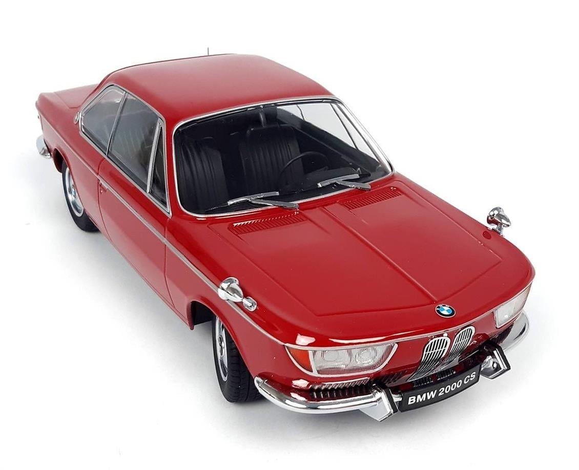 KKscale 180122 1/18 Ölçek, 1965 Bmw 2000 CS, Kırmızı, Sergilemeye Hazır Metal Araba Modeli