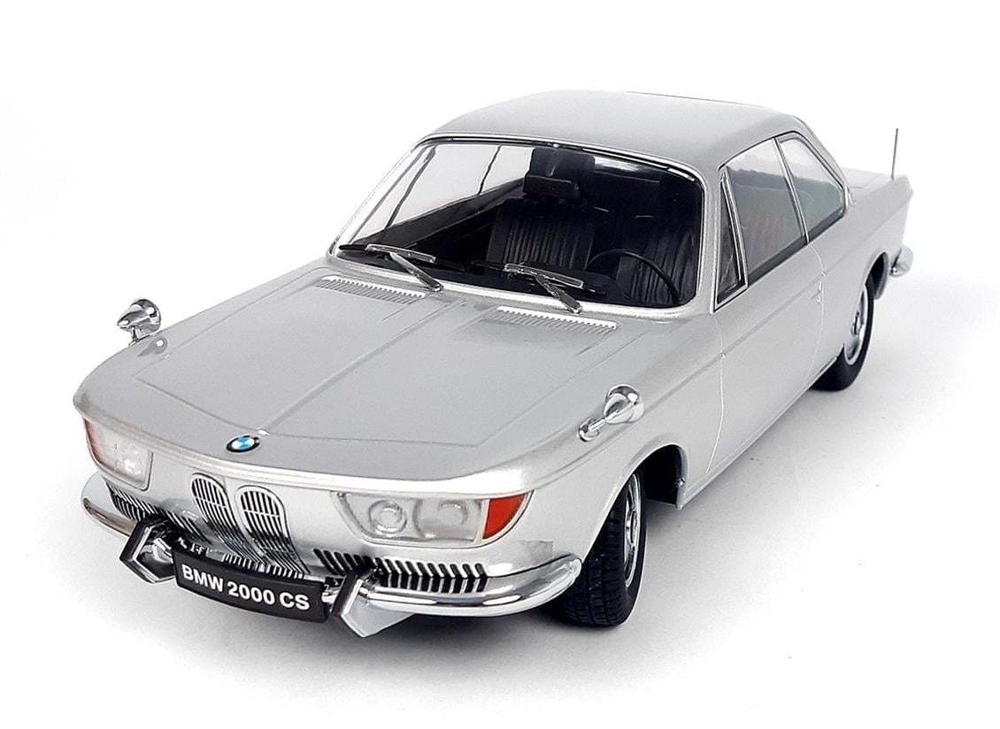 KKscale 180123 1/18 Ölçek, 1965 Bmw 2000 CS, Gümüş, Sergilemeye Hazır Metal Araba Modeli