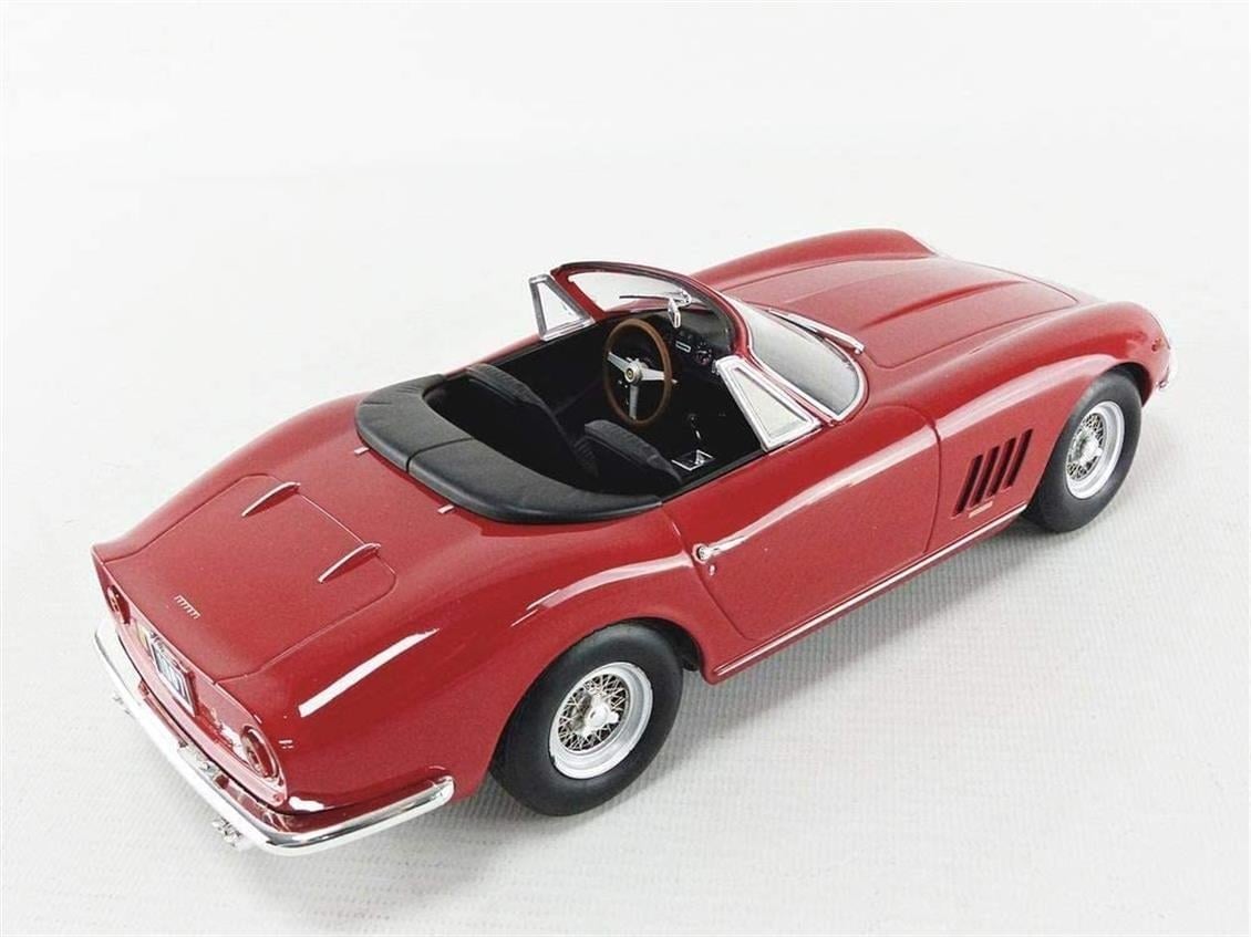 KKscale 180234 1/18 Ölçek, 1967 Ferrari 275 GTB Spyder (Spoke Rims), Kırmızı, Sergilemeye Hazır Metal Araba Modeli