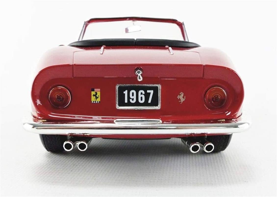 KKscale 180234 1/18 Ölçek, 1967 Ferrari 275 GTB Spyder (Spoke Rims), Kırmızı, Sergilemeye Hazır Metal Araba Modeli