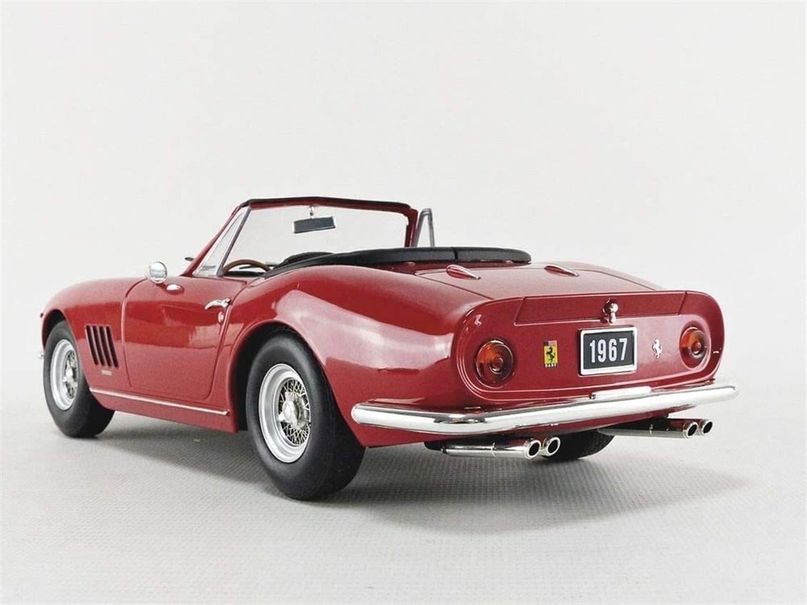 KKscale 180234 1/18 Ölçek, 1967 Ferrari 275 GTB Spyder (Spoke Rims), Kırmızı, Sergilemeye Hazır Metal Araba Modeli