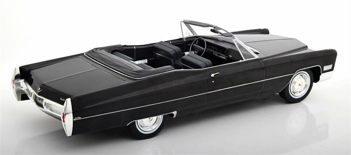 KKscale 180311 1/18 Ölçek, 1968 Cadillac Devielle Convertible, Siyah, Sergilemeye Hazır Metal Araba Modeli