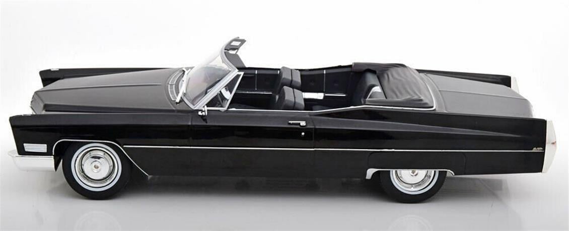 KKscale 180311 1/18 Ölçek, 1968 Cadillac Devielle Convertible, Siyah, Sergilemeye Hazır Metal Araba Modeli