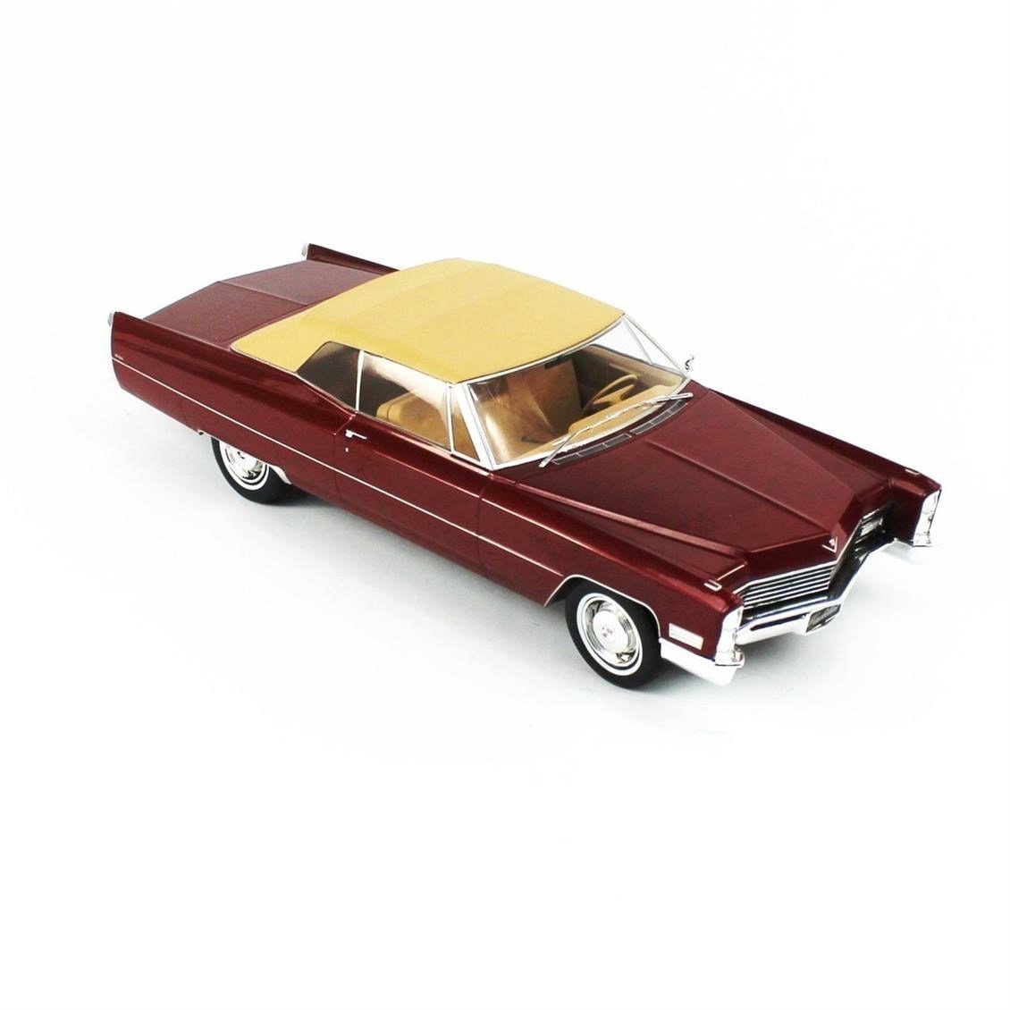 KKscale 180316 1/18 Ölçek, 1967 Cadillac Deville Softtop, Metalik Bordo, Sergilemeye Hazır Metal Araba Modeli