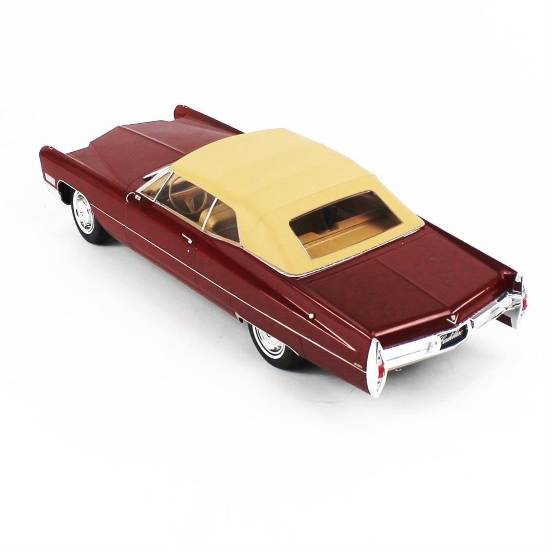 KKscale 180316 1/18 Ölçek, 1967 Cadillac Deville Softtop, Metalik Bordo, Sergilemeye Hazır Metal Araba Modeli