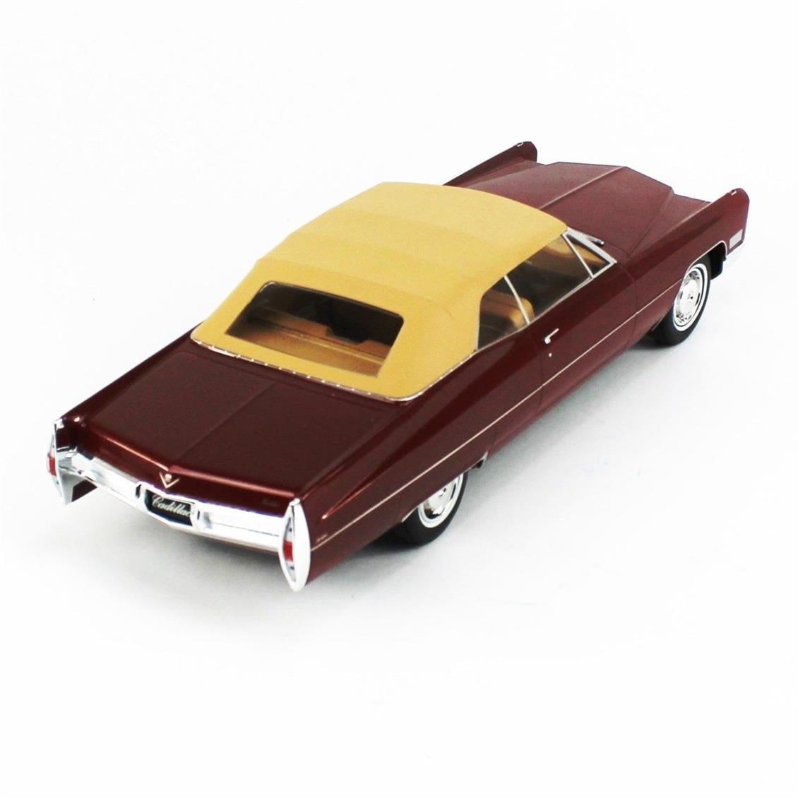 KKscale 180316 1/18 Ölçek, 1967 Cadillac Deville Softtop, Metalik Bordo, Sergilemeye Hazır Metal Araba Modeli