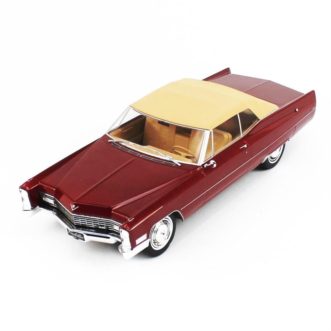 KKscale 180316 1/18 Ölçek, 1967 Cadillac Deville Softtop, Metalik Bordo, Sergilemeye Hazır Metal Araba Modeli