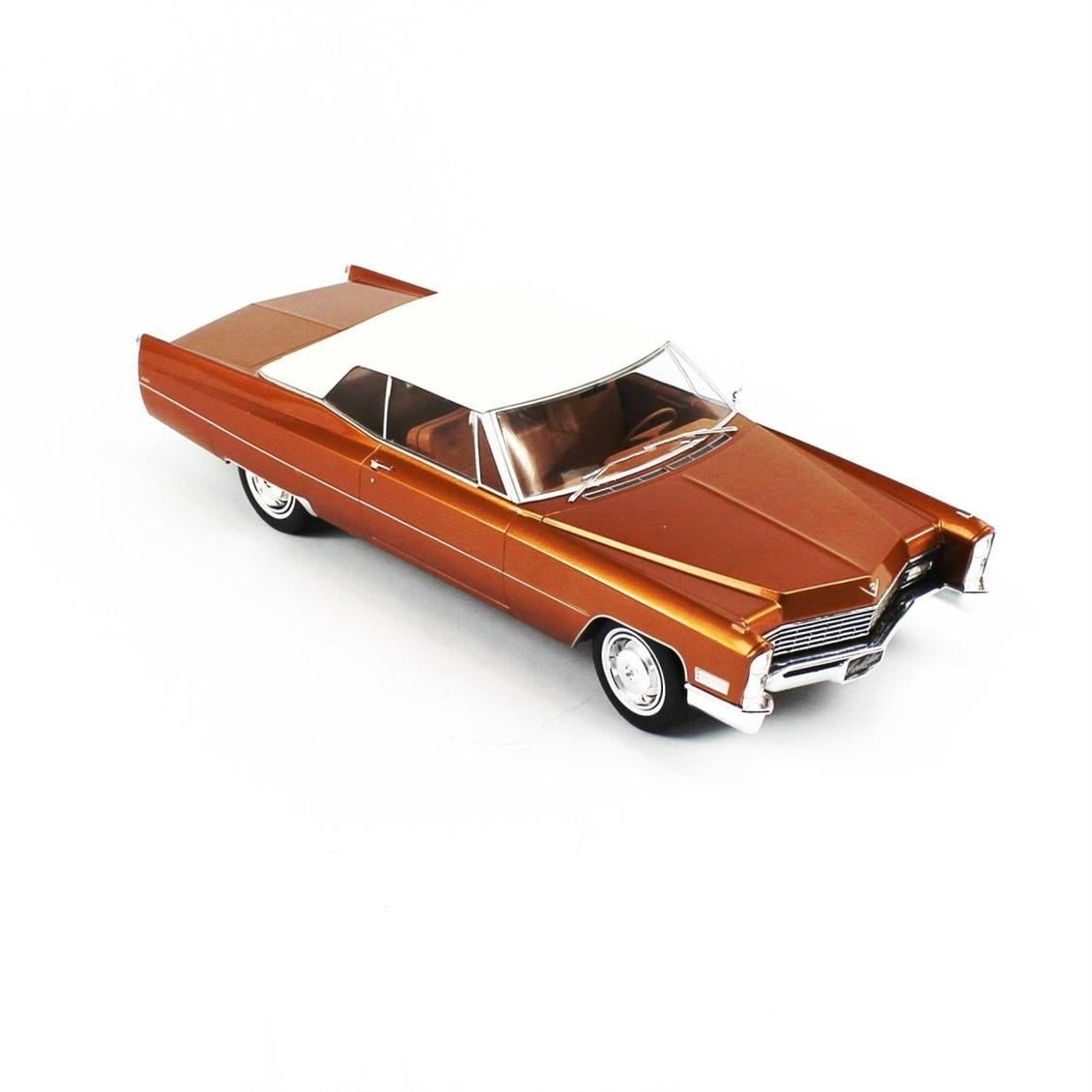 KKscale 180317 1/18 Ölçek, 1967 Cadillac Deville Softtop, Metalik AltınKahve, Sergilemeye Hazır Metal Araba Modeli