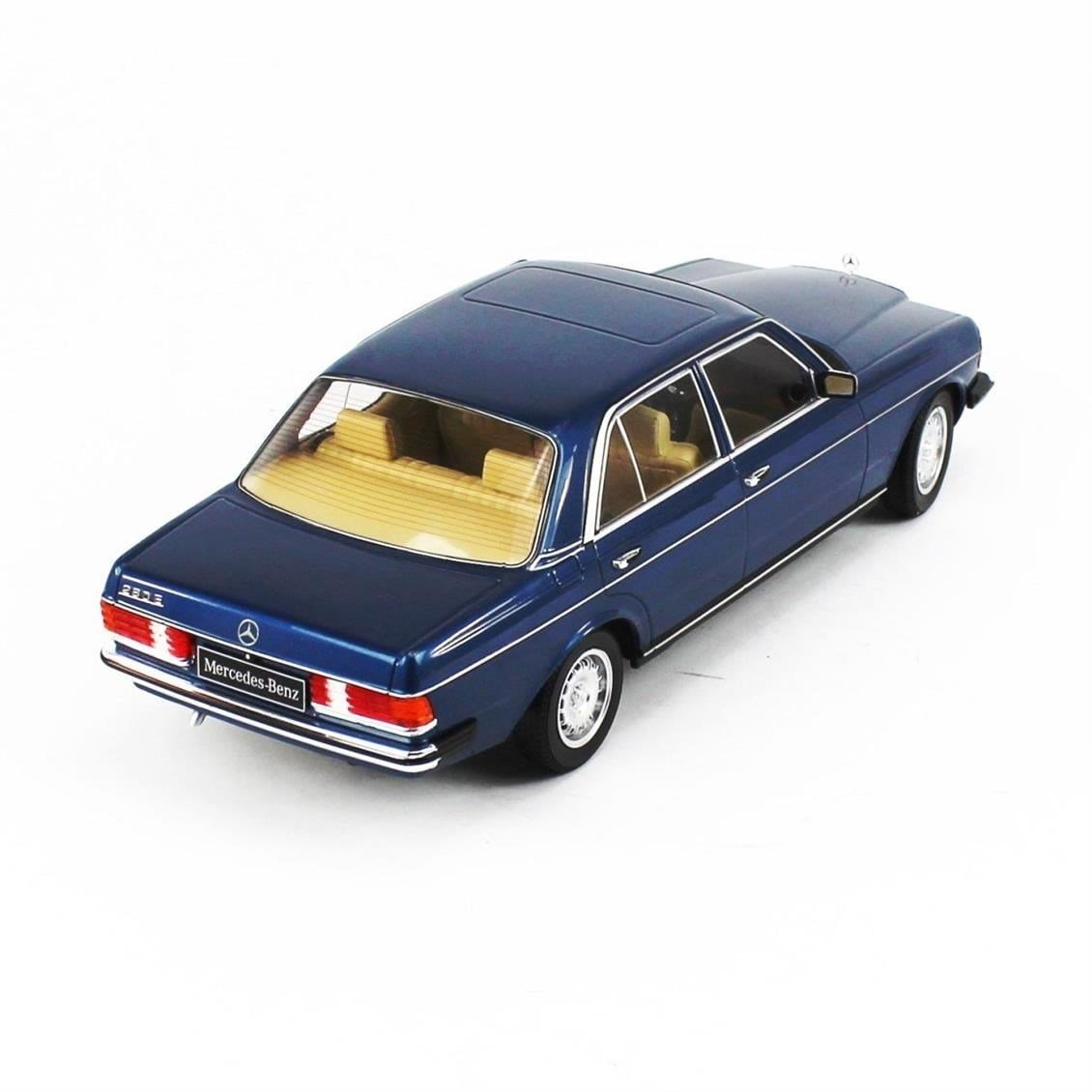 KKscale 180352 1/18 Ölçek, 1977 Mercedes Benz 230E W123, Metalik Koyu Mavi, Sergilemeye Hazır Metal Araba Modeli