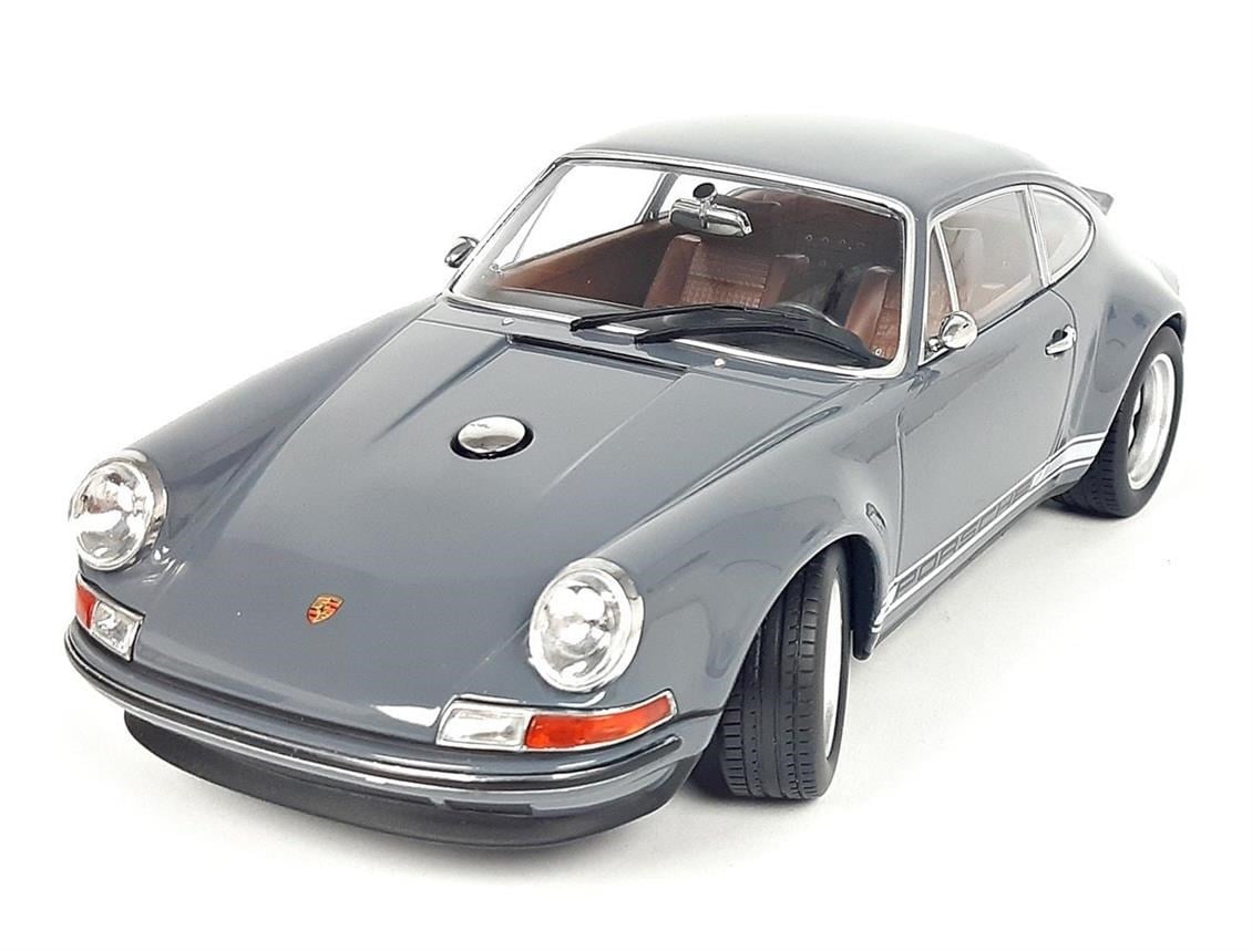 KKscale 180442 1/18 Ölçek, Singer Porsche 911 Coupe, Gri, Sergilemeye Hazır Metal Araba Modeli