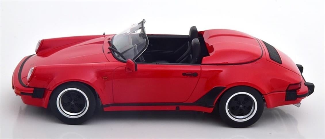 KKscale 180451 1/18 Ölçek, 1989 Porsche 911 Speedster, Kırmızı, Sergilemeye Hazır Metal Araba Modeli