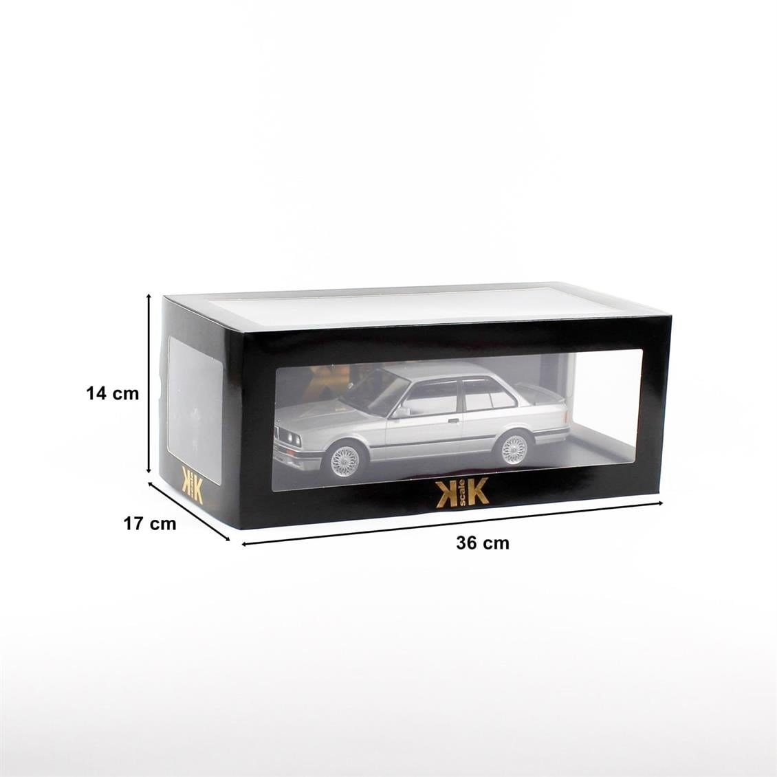 KKscale 180741 1/18 Ölçek, 1987 Bmw 325i E30M-Package, Gümüş Metalik, Sergilemeye Hazır Metal Araba Modeli
