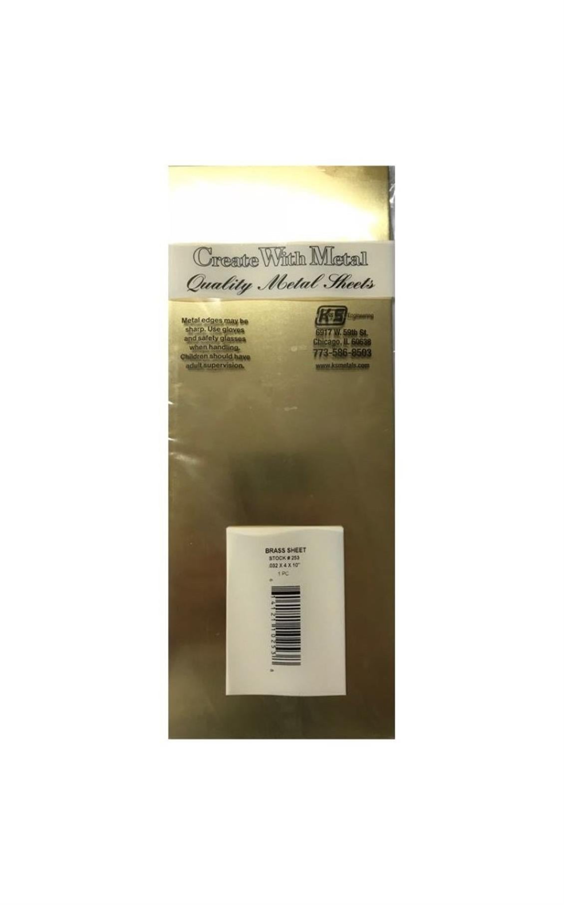 K&S 10253 Brass Metal Sheet(4 X 10) .032 X1 Sheet