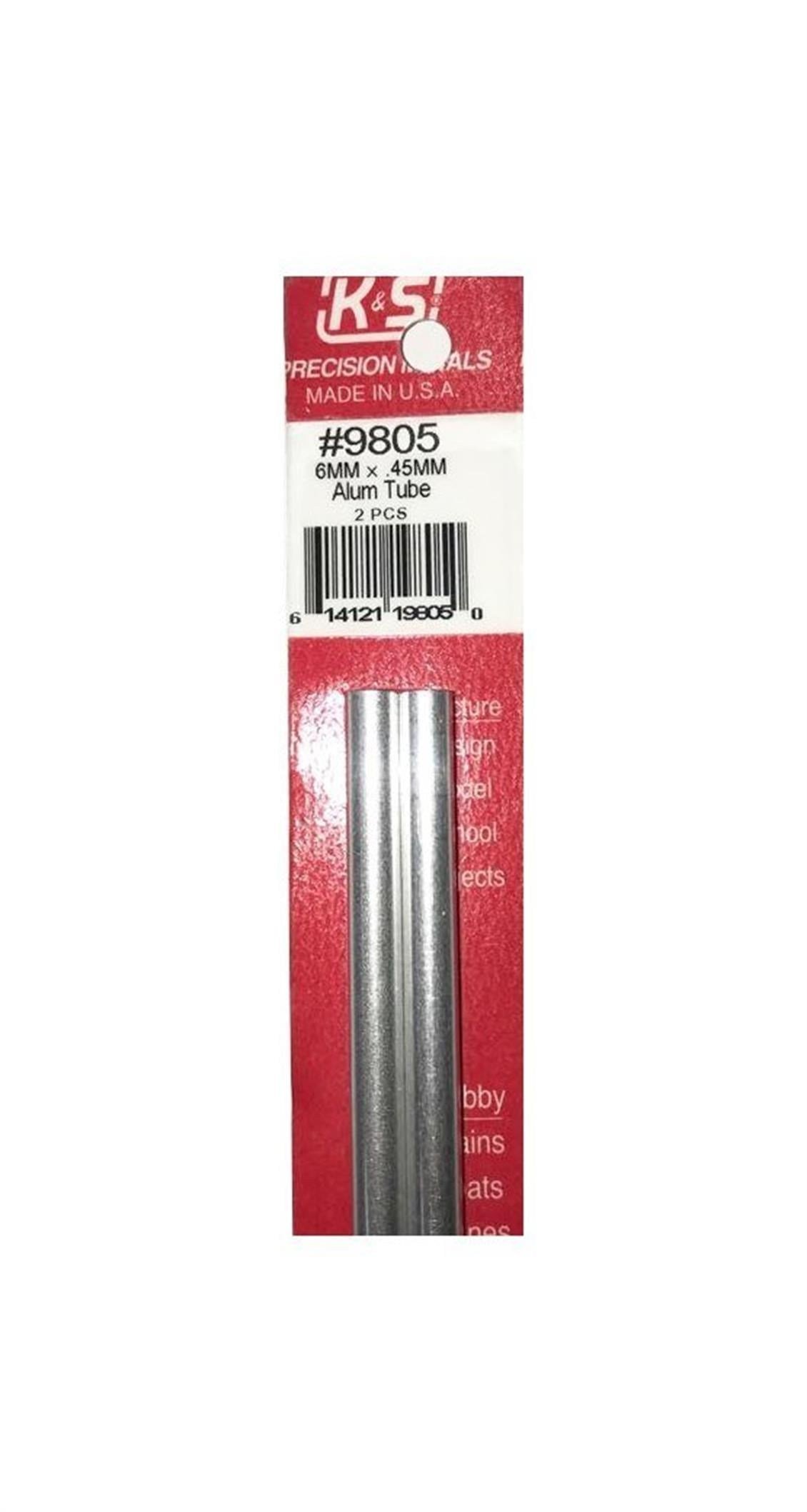 K&S 9805 Round Alumınum Tubes-6Mm Odx.45Mm Wallx300Mm-