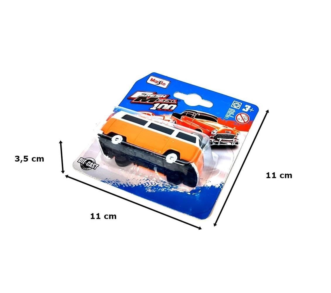 Maisto 19123 1/64 Ölçek, Volkswagen T2 Type 2 Bus, Orange-Beyaz, Sergilemeye Hazır Metal Minibüs Modeli