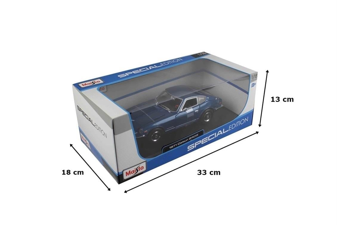 Maisto 31170 1/18 Ölçek, 1971 Datsun 240Z, Mavi, Sergilemeye Hazır Metal Araba Modeli