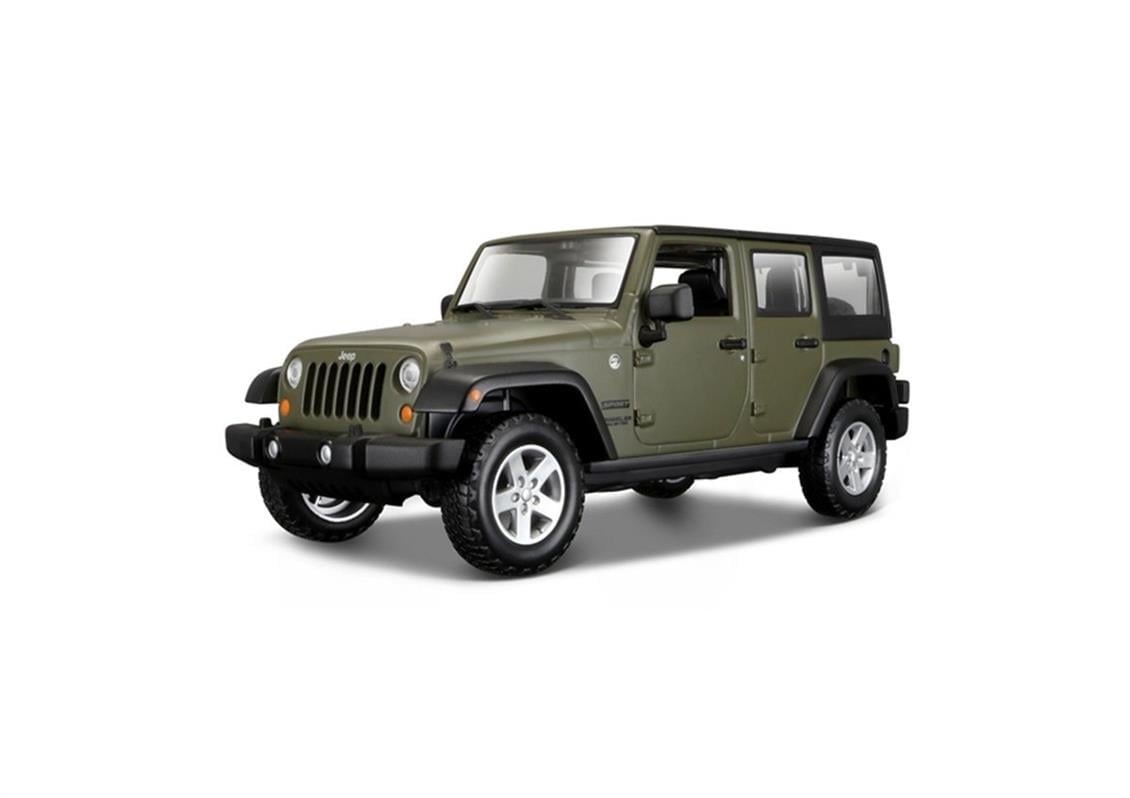 Maisto 31268 1/24 Ölçek, 2015 Jeep Wrangler Unlimited, Yeşil, Sergilemeye Hazır Metal Cip Modeli