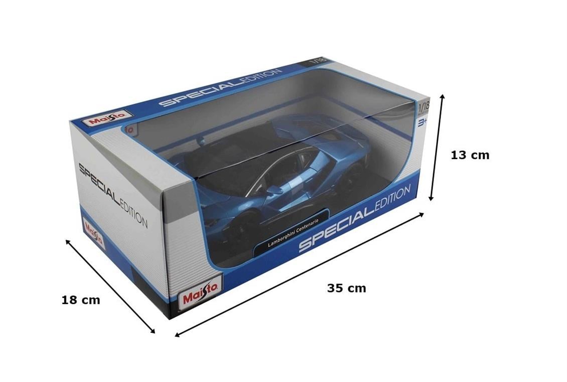 Maisto 31386 1/18 Ölçek, 2016 Lamborghini Centenario LP 770 4, Mavi-Siyah, Sergilemeye Hazır Metal Araba Modeli