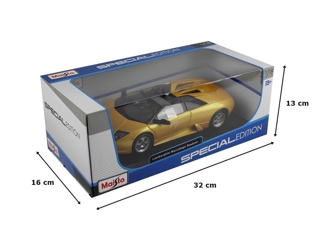 Maisto 31636 1/18 Ölçek, Lamborghini Murcielago Roadster,Metalik Sarı, Sergilemeye Hazır Metal Araba Modeli