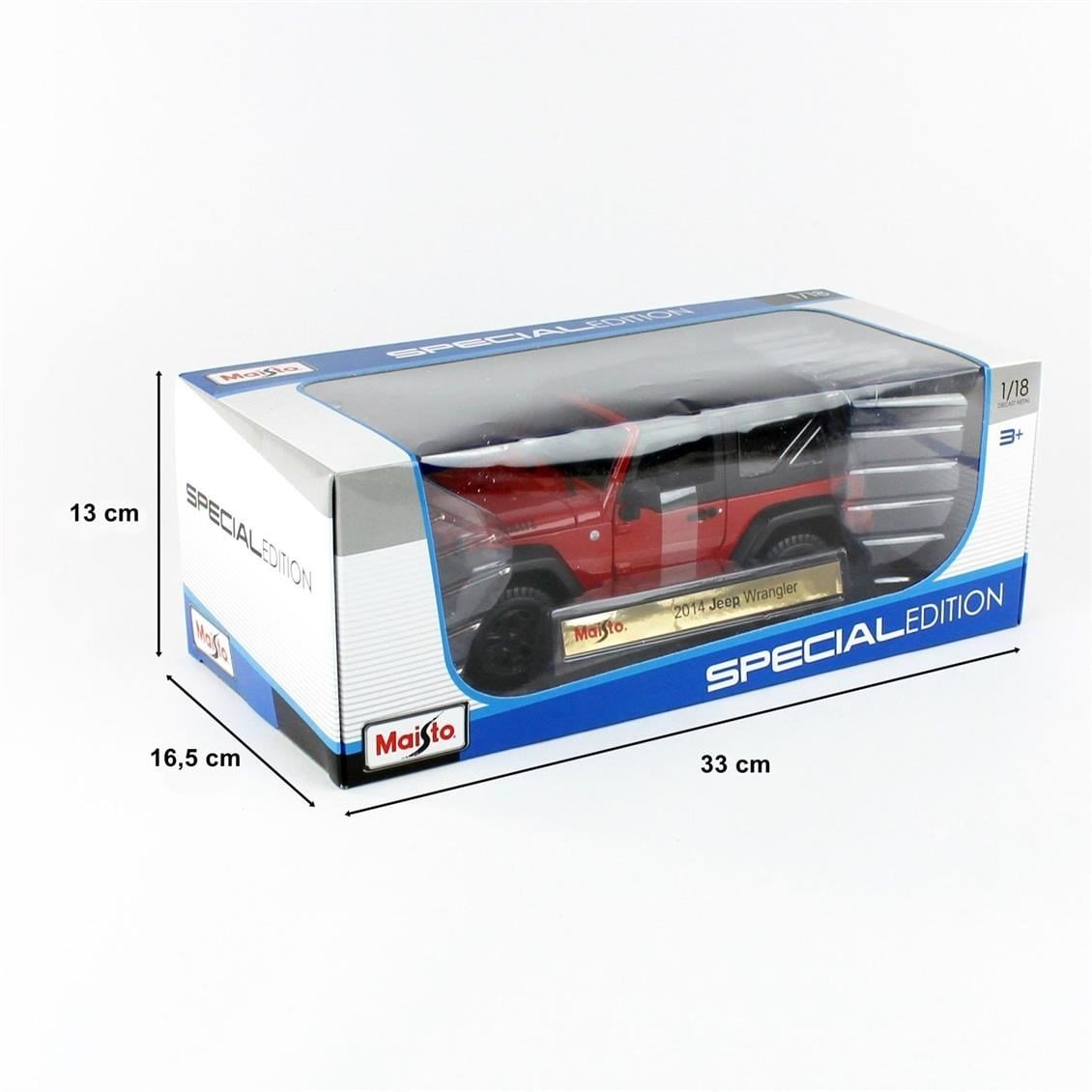 Maisto 31676 1/18 Ölçek, 2014 Jeep Wrangler, Kırmızı, Sergilemeye Hazır Metal Cip Modeli