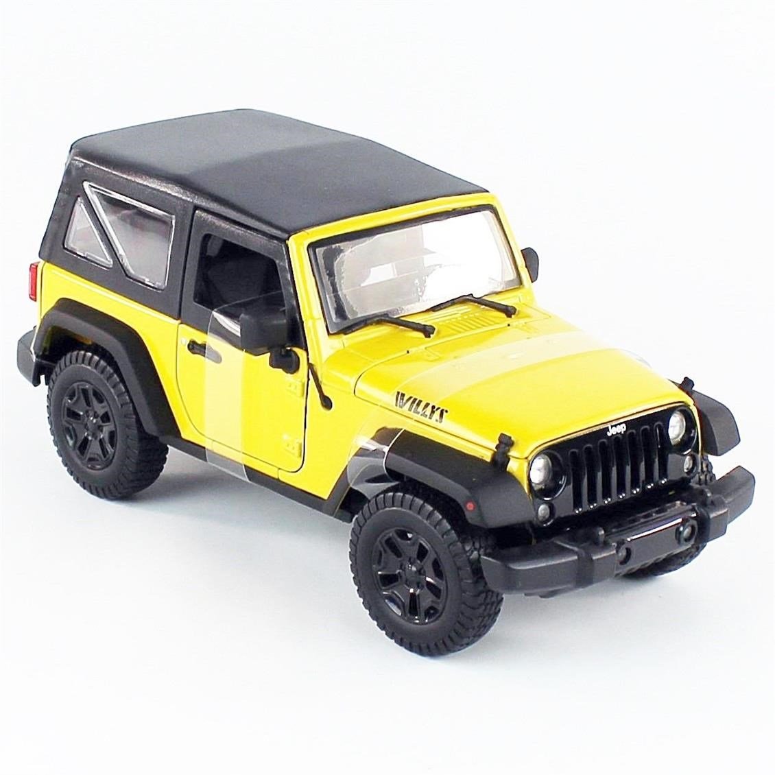 Maisto 31676 1/18 Ölçek, 2014 Jeep Wrangler, Sarı, ergilemeye Hazır Metal Cip Modeli
