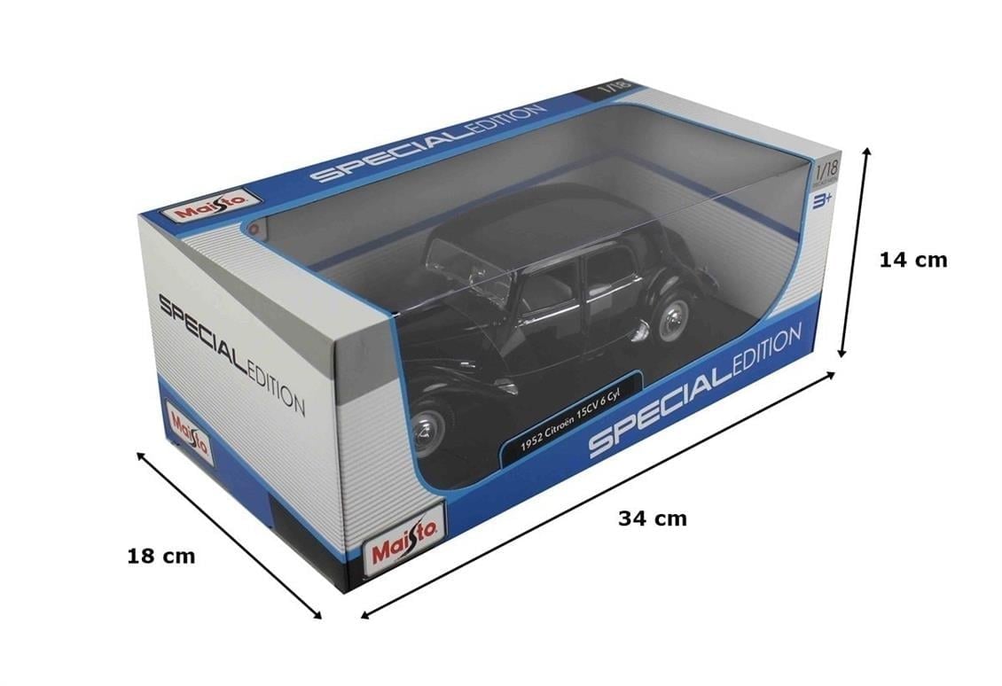 Maisto 31821 1/18 Ölçek, 1952 Citroen 15 CV 6 Cylinder, Siyah, Sergilemeye Hazır Metal Araba Modeli