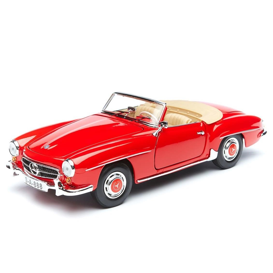 Maisto 31824 1/18 Ölçek, Mercedes Benz 190SL Convertible, Kırmızı, Sergilemeye Hazır Metal Araba Modeli