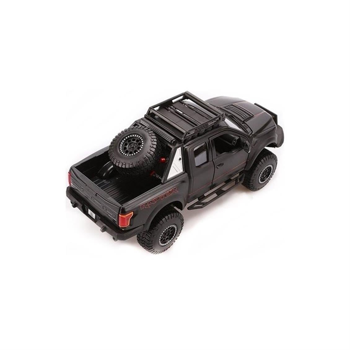 Maisto 32521 1/24 Ölçek, 2017 Ford F-150 Raptor, Mat Siyah, Sergilemeye Hazır Metal Kamyonet Modeli