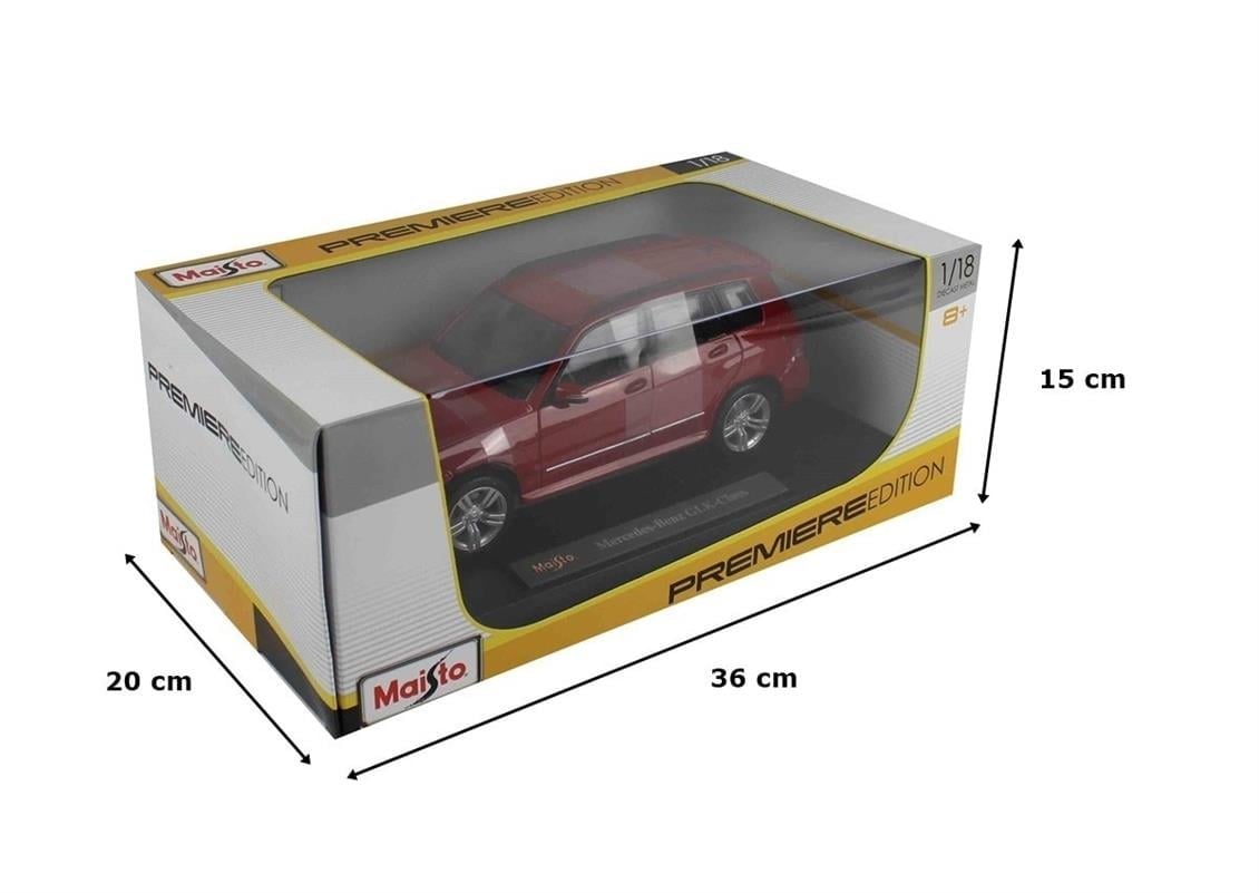 Maisto 36200 1/18 Ölçek, 2012 Mercedes Benz GLK, Kırmızı, Sergilemeye Hazır Metal Araba Modeli