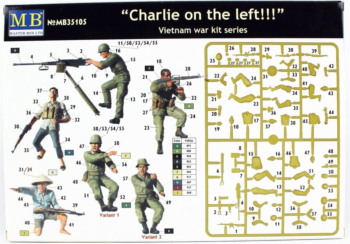 MasterBox 35105 1/35 Ölçek, Vietnam Savaşı Serisi, Charlie, Plastik Figür Kiti