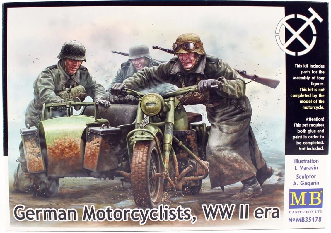 MasterBox 35178 1/35 Ölçek, WW II Serisi, Alman Motorsikletliler, Plastik Figür Kiti
