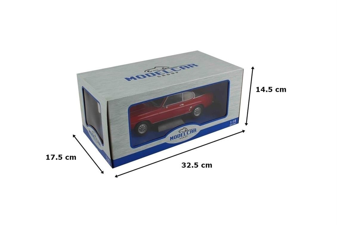 MCG 18083 1/18 Ölçek, 1973 Ford Capri MK I (Sealed Body), Kırmızı-Siyah Tavan, Sergilemeye Hazır Metal Araba Modeli