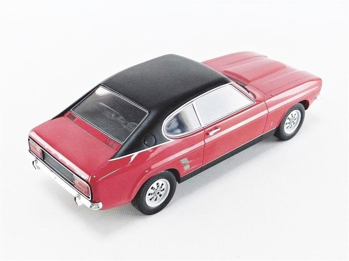 MCG 18083 1/18 Ölçek, 1973 Ford Capri MK I (Sealed Body), Kırmızı-Siyah Tavan, Sergilemeye Hazır Metal Araba Modeli