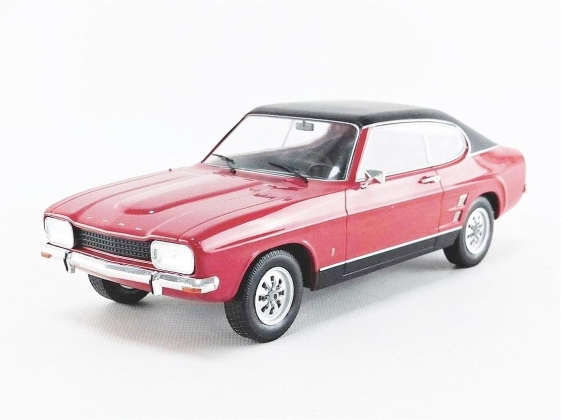 MCG 18083 1/18 Ölçek, 1973 Ford Capri MK I (Sealed Body), Kırmızı-Siyah Tavan, Sergilemeye Hazır Metal Araba Modeli