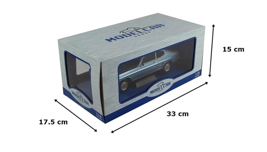 MCG 18084 1/18 Ölçek, 1968 Ford Capri MK I (Sealed Body), Açık Mavi, Sergilemeye Hazır Metal Araba Modeli