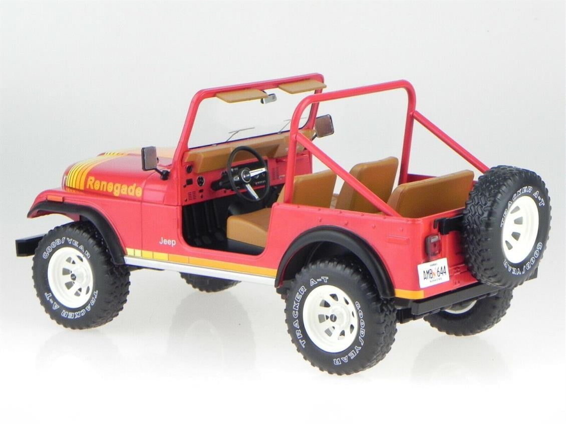 MCG 18111 1/18 Ölçek, Jeep CJ-7 Renegade (Sealed Body), Kırmızı, Sergilemeye Hazır Metal Cip Modeli