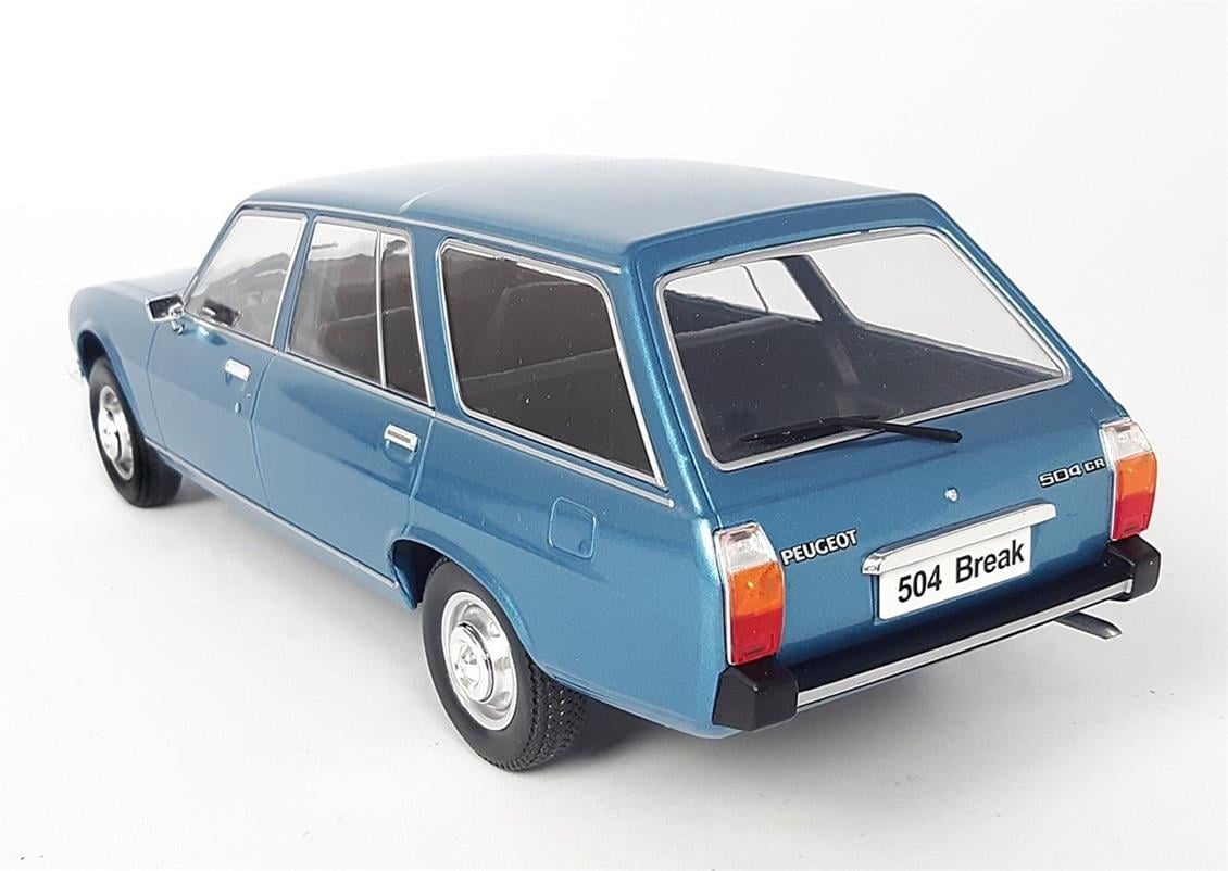 MCG 18213 1/18 Ölçek, 1976 Peugeot 504 Break, Mavi, Sergilemeye Hazır Metal Araba Modeli