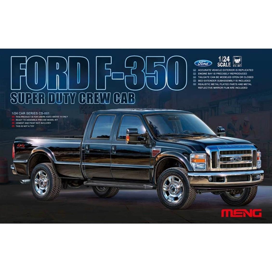 Meng CS-001 1/24 Ölçek, Ford F-350 Super Duty, Çift Kabinli Kamyonet, Plastik Model Kiti
