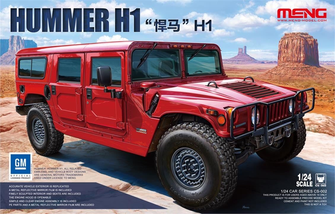 Meng CS-002 1/24 Ölçek, Hummer H1 Arazi Taşıtı, Plastik Model Kiti