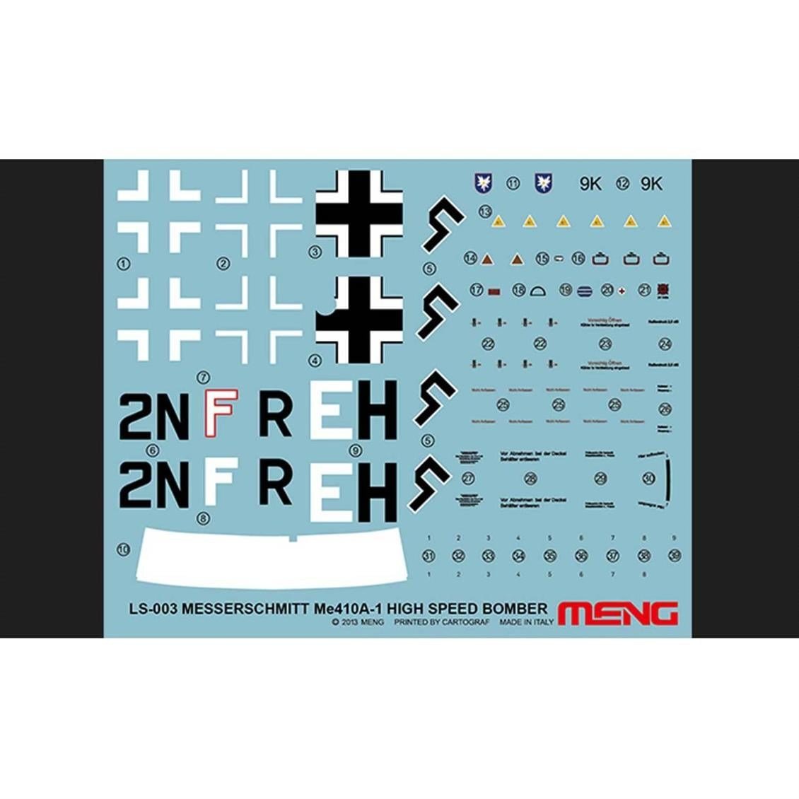 Meng LS-003 1/48 Ölçek, Messerschmitt Me 410A-1 Bombardıman Uçağı, Plastik Model Kiti