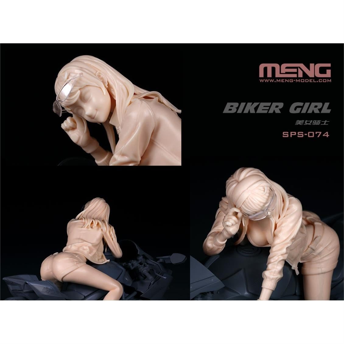 Meng SPS-074 1/9 Ölçek, RESIN Motorsiklet Sürücüsü Kız Figürü