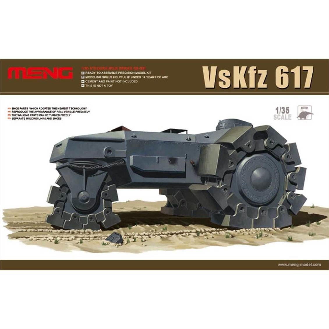 Meng SS-001 1/35 Ölçek, VsKfz 617 Mayın İmha Aracı, Plastik Model Kiti