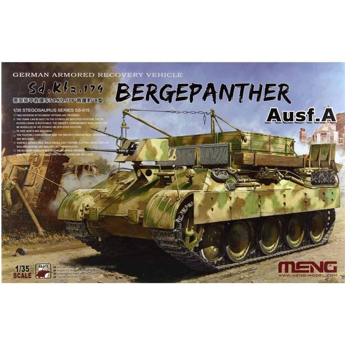 Meng SS-015 1/35 Ölçek, Alman Sd.Kfz.179 Bergepanther Ausf.A Zırhlı Aracı, Plastik Model Kiti